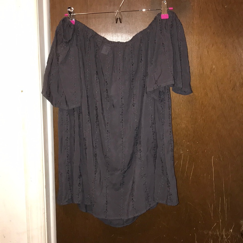 Dark grey off the shoulder top